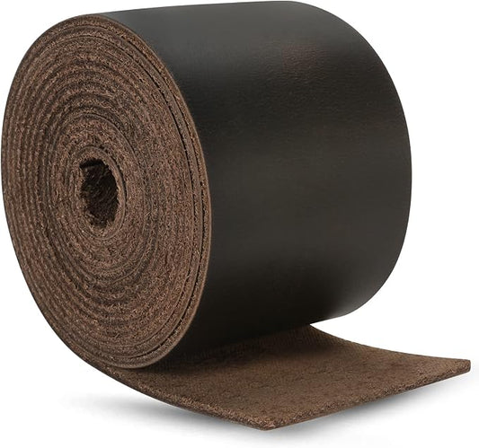 Ringsun 2 Inches Wide Flat Leather Straps for Crafts, Full Grain Leather Strips Cord String for Crafts, Tooling (2mm Thick 72.5 Inches Long Black Coffee)