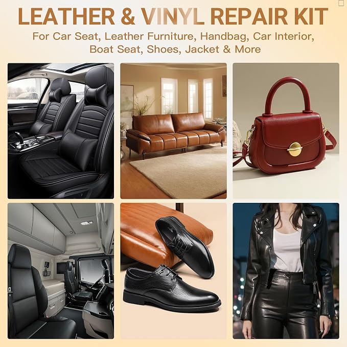12 Colors Leather Repair Kit for Furniture, Vinyl Repair for Car Interior Seats Couch Sofa, Leather Filler Repair Scratches Fade Leather Paint for Bag Shoes, Restore PLeather, Bonded, Italian, Genuine