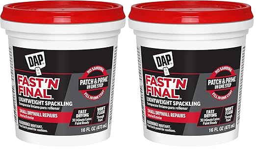 DAP Fast 'N Final Lightweight Spackling, White, 16 Oz (7079812141) (Pack of 2)