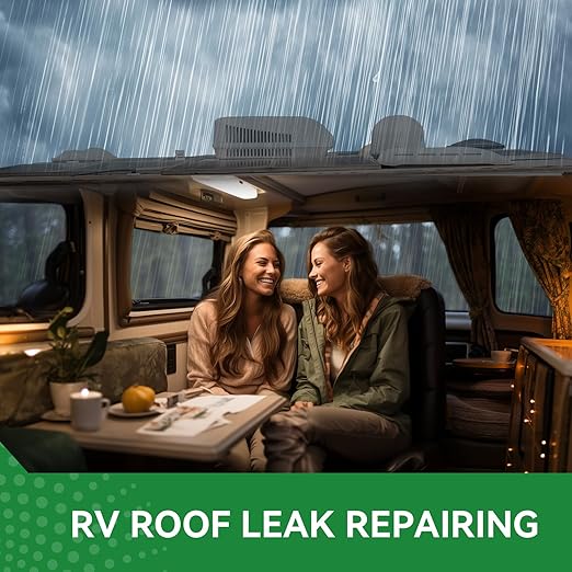 RV Roof Tape with Roller, 6 Inch x 50 Feet Waterproof & UV-Resistant RV Roof Sealant Tape for Camper, Trailer, Boat Sealing