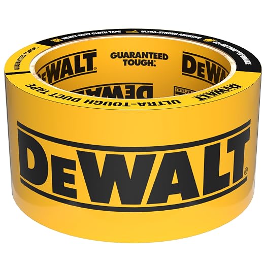 DEWALT Ultra Tough Duct Tape, 1.88 in x 10 yd, Heavy Duty, Ultra Strong, Aggressive Adhesive, All-Weather, 12-Pack, Black