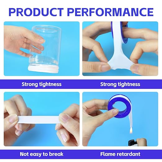 24 Rolls Teflon Tape for Plumbers, 1/2 x 520 Inches PTFE Thread Seal Tape, White Pipe Sealant for Shower Head, Water Pipe Sealing and Leak Prevention, Sealing Tape for Threaded Connections