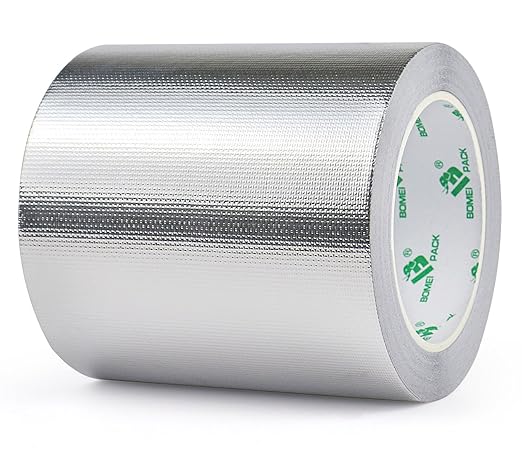 BOMEI PACK Adhesive Aluminum Foil Heat Shield Tape 1 Pack 5 inch x 66ft, Barrier Fiberglass Thermal Insulation Reflective Material High Temp Protectionn
