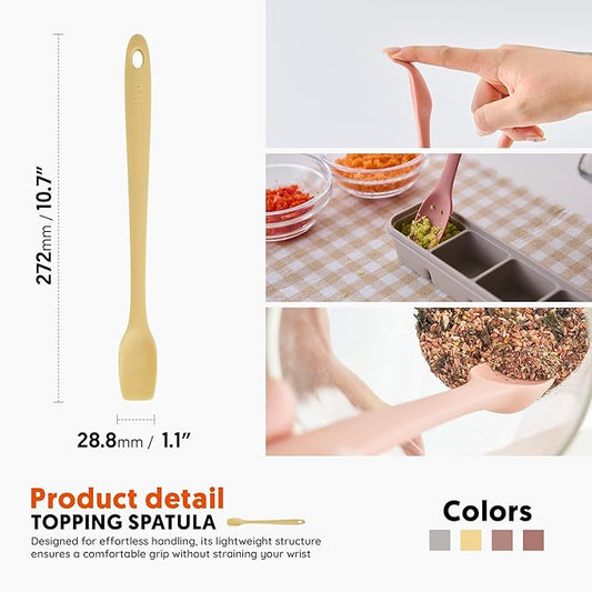 Platinum Silicone Topping Spatula for Cooking – BPA Free Heat Resistant Cooking Utensils for Non Stick Pans – One-Piece Spoonula for Baking, Mixing & More – Kitchen Scraper 10.7” Yellow