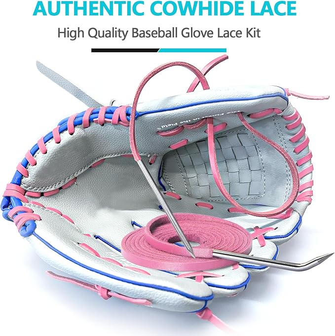 Baseball Glove Lace, Mitt Lace Repair Kit Softball 2 Leather Laces and 2 Lacing Needles for Catcher's Glove