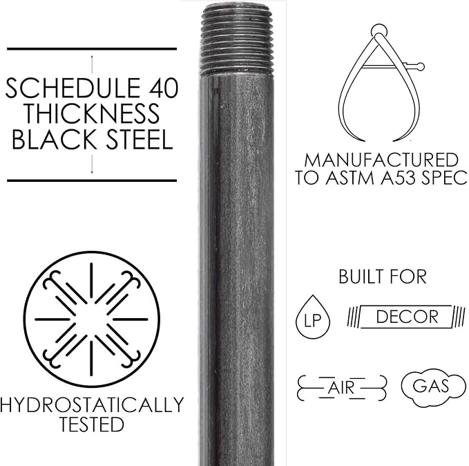 Pipe Decor 1/2” x 1” Malleable Cast Iron Pipe Close Nipple, Industrial Steel Grey Fits Standard Half Inch Black Threaded Pipes Nipples and Fittings, Build Vintage DIY Furniture, 10 Pack