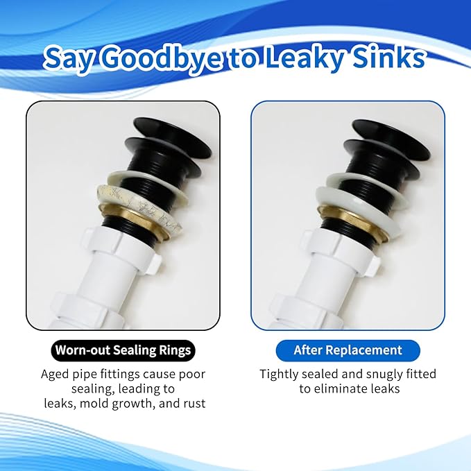 Drainage Seal, 2 Sets Universal Basin Drain Gasket Replacement, Silicone Seals Drainage Ring Thickened Sealing Ring for Bathroom Sink Drain Stopper for Kitchen Bath Tub Bathtub Toilet