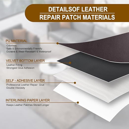 Leather Patches for Furniture,Self Adhesive Leather Repair Patch,Leather Patch Tape kit for Couch,Car Seat,Motorcycle seat,Loveseat