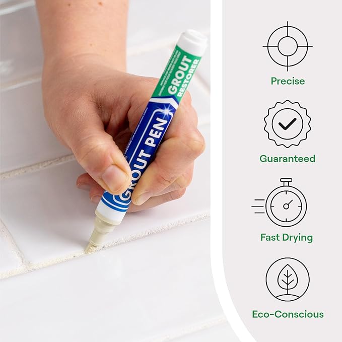 Grout Pen Ivory Tile Paint Marker: Waterproof Grout Paint, Tile Grout Colorant and Sealer Pen - Ivory, Narrow 5mm Tip (7mL)
