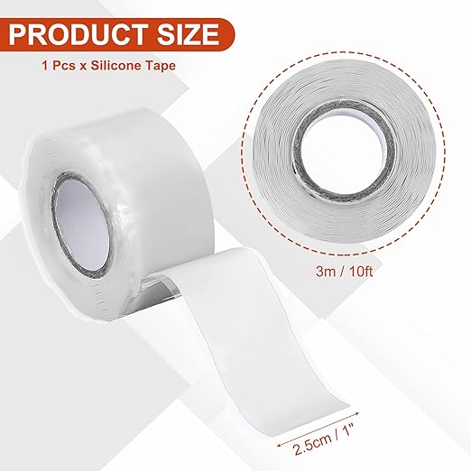 uxcell Self Fusing Silicone Tape, 1" x 10ft Waterproof Water Leak Sealing Tape for Plumbing Pipe Hose Repair Handles, White