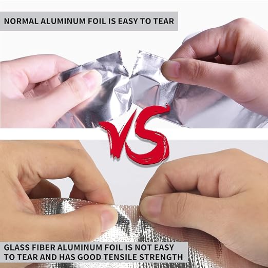 TAPEBEAR Aluminum Foil Heat Shield Tape 2inch x 65Yards, Aluminized Fiberglass Cool Tape 5.5mil Heat Resistant Tape Thermal Barrier for Air Dryer Vent, HVAC, Heating Unit, Hose and Pipe, 5Rolls/980Ft