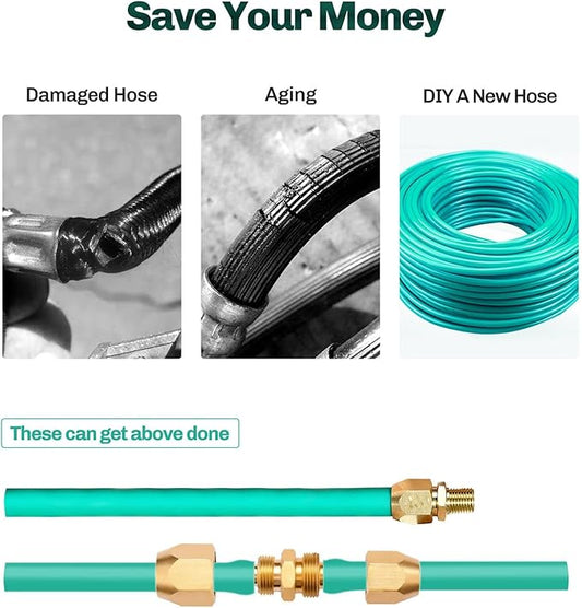 2 Pack Soild Brass HPT Air Reusable Hose Splicer Repair Kit,Air Hose Fitting for 1/4-Inch ID Hose