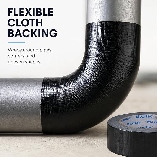 Black Duct Tape Heavy Duty, 2 Rolls, 2 Inch x 30 Yards Each, PE Coated Cloth Tape, Easy Tear by Hand, Water-Resistant Surface for Repairs, Packaging, Bundling, Garage and Workshop