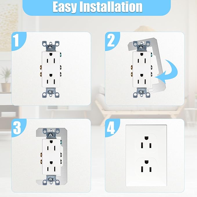 10 Pcs Outlet Spacers, Metal Wall Plate Spacer for Electrical Outlets, Flush Fit Device Leveling Plate for Receptacle Repair, Outlet-Extender Shims for Fixing Protruding Switches & Gaps