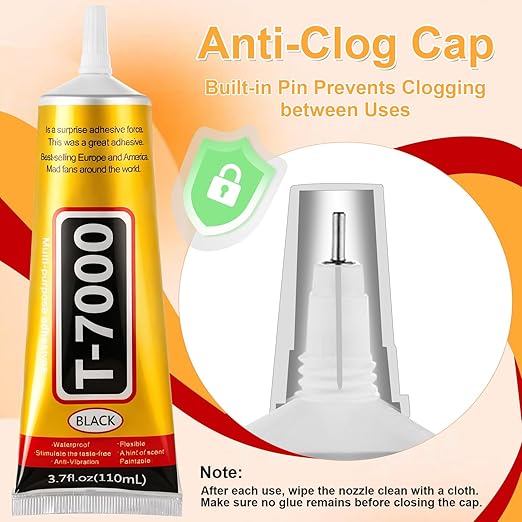 220 ML T7000 Black Glue, Semi Fluid Black Adhesive Glue Precision Craft Repair for Electronics Phone Screen Replacements DIY Jewelry Making Glass Wood Metal Stones