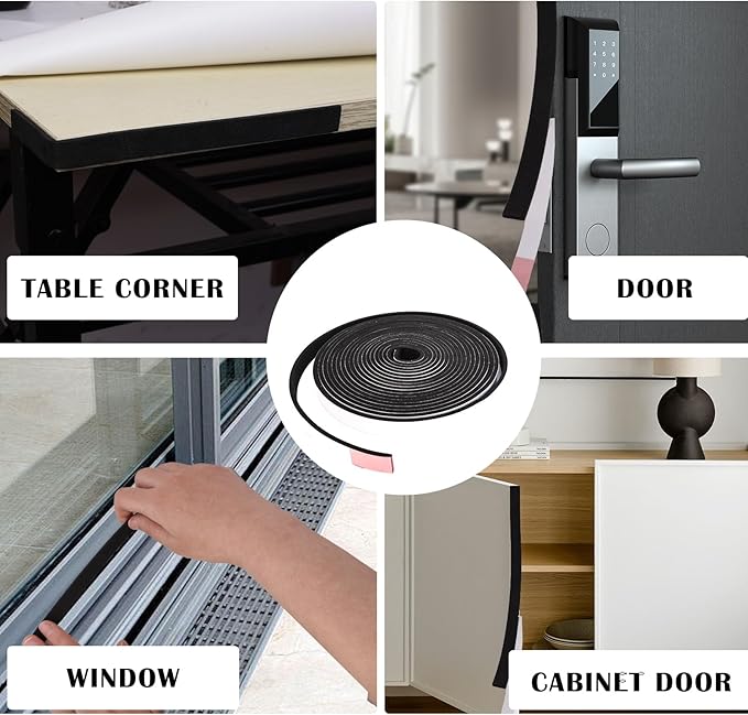 High Density Weather Stripping - 1 Inch Wide x 3/8 Inch Thick, Self-Adhesive Foam Insulation Strip for Door & Window AC, 16.5 Feet