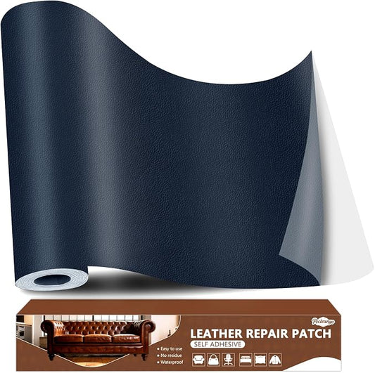 Navy Blue Leather Repair Tape, 16x80 Inch Leather Repair Patch Self-Adhesive, Waterproof Faux Leather Patch, Vinyl Repair Tape for Couch, Sofas, Furniture, Office Chair, Car Seats