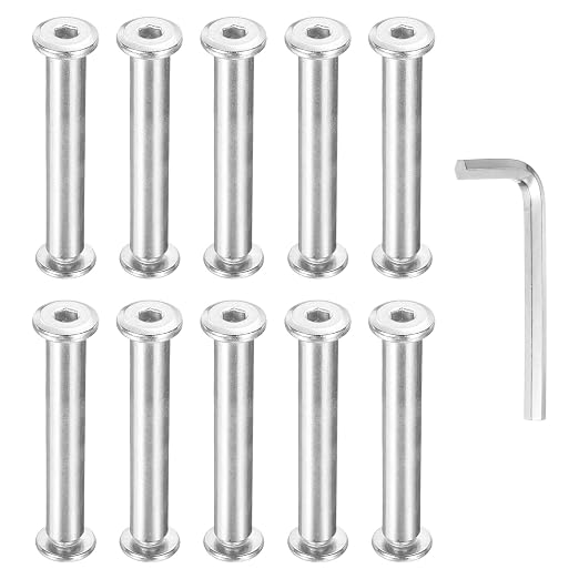 PATIKIL M6x6mm Hex Chicago Screws 8x50mm, 10Pcs 304 Stainless Steel Metric Hex Drive Socket Cap Binding Post Screw Posts for Scrapbook Leather Belt Album Furniture Repair, Silver