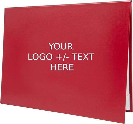 Red Faux Leather Document Cover A4 (8.3x11.7 UK) Size | Tent-Style Opening, Non-Padded with Custom Metallic Foil Printing | Professional Presentation for Awards, Diplomas and Certificates