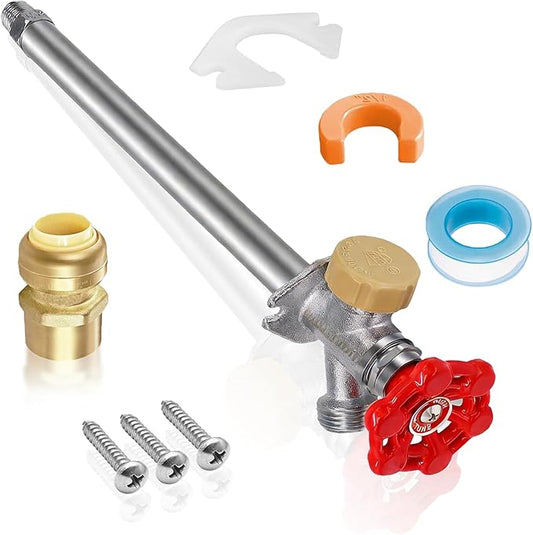 8 Inch Anti-Siphon Frost Free Sillcock Valve Multiturn 1/2 Inch NPT, 3/4 Inch Hose Bibb, Brass Body, Brass Valve, 12 Inch Length, Chrome Finish