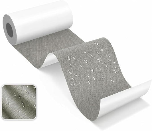 Canvas Repair Tape, Heavy Duty Waterproof Self-Adhesive Fabric Repair Patch for Tent, Sofa, Boat Covers, Chairs, Awning & Camping Outdoor Gear, 3"x79", Grey