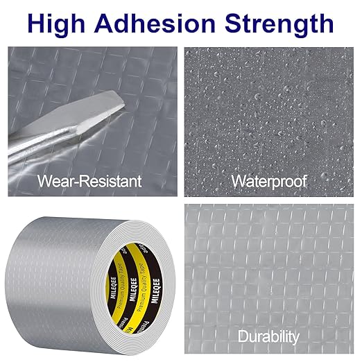 Butyl Sealant Tape Waterproof Aluminum Foil, Joist Tape for Decking 4 Inch, Super Sticky, Repair Roof Leak, Sealing Awning Crack, Patching Deck Flashing, All Weather Permanent 16.4FT Silver