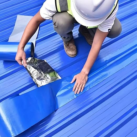 Waterproof Sealant Tape Self Adhesive Rubberized Asphalt Tape for RV Roof Metal Roof Corrugated Roof Leak Repair UV Resistant Heavy Duty Waterproofing Membrane(Blue, 3.94in*196.85in)