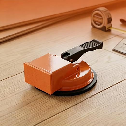 Upgraded Heavy Duty Floor Gap Fixer Tool, Enhanced Vacuum Suction Cup，Strong Suction Cup Laminate Flooring Gap Closer, Iron Base Repair Kit for Wood, Vinyl, Tile Floors (Orange+Rubber Mallet)