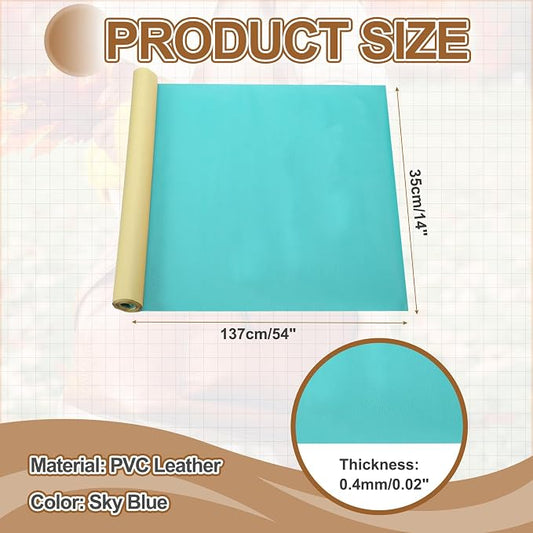 MECCANIXITY Leather Repair Patch 14"x54" Self-Adhesive Leather Vinyl Repair Tape Kit for Furniture Couches Sofa Chair Car Boat Seats Jackets, Sky Blue