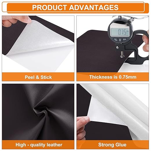 Cahomo Self-Adhesive Leather Repair Patches Tape for Couches - 8x11 inch, Vinyl & Leather Repair Kit for Furniture, Car Seats, Handbags, Jackets - Coffee