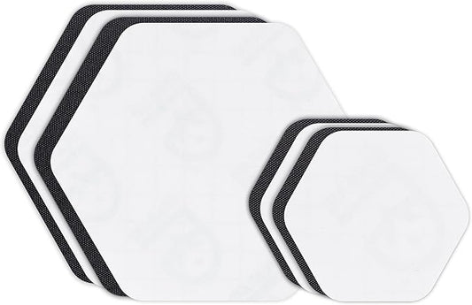GEAR AID Tenacious Tape Hex – 2.5” & 1.5” Repair Patches (8 Patches: Four 2.5” & Four 1.5”, Clear/Black) – Peel-and-Stick Outdoor Nylon Fabric Patches for Down Jackets, Rain Gear & Tents