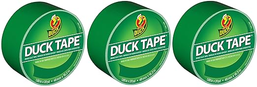 Duck Brand 1304968 Color Duct Tape, Green, 1.88 Inches x 20 Yards Each Roll, 3 Rolls