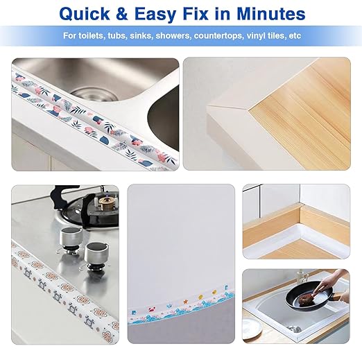 Self Adhesive Sealing Tape, Bathroom Waterproof Sealing Strip, Traditional Sealant Substitute, Suitable for Kitchen, Bathtub, Bathroom, Wall Corner, Decoration and Renovation (B, 1.5" x 10Ft)