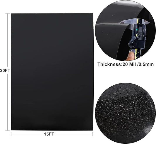 Adroiteet 15 x 20 FT Pond Liner, 20 Mil Fish Pond HDPE Liner, Pond Liners for Outdoor Ponds, Koi Ponds, Garden Fountain, Waterfall