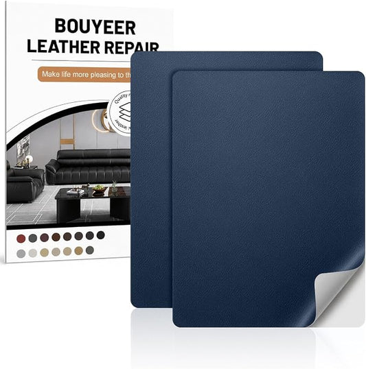 Leather Repair Patch Tape Kit,Self Adhesive Leather Repair for Sofa，Car Seat,Office Chair,Furniture,Jacket,Waterproof Strong Adhesive Vinyl Repair Kit. 8 in x 11 in,Fine Grained Navy Blue