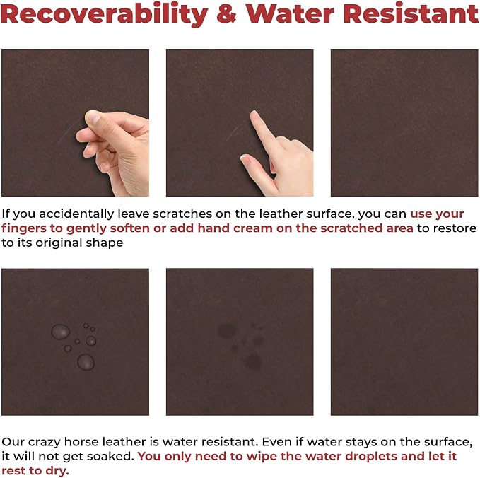 ELW Crazy Horse Leather 5-6 OZ (2-2.4mm) | Dark Brown | Pre-Cut 20-25 SQ FT | Full Grain Cowhide Handmade Leather for DIY, Crafts, Sheaths, Sewing, Workshop