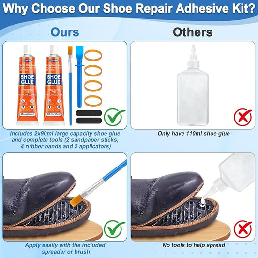 Shoe Glue Soles Repair| 180 ML Heavy Duty Clear Shoe Sole Repair Glue, Waterproof, High-Strength Adhesive, Dries in 24 Hrs| Strong Glue Shoe for Soles, Heels & Repair on Boots, Leather, Rubber, Canvas