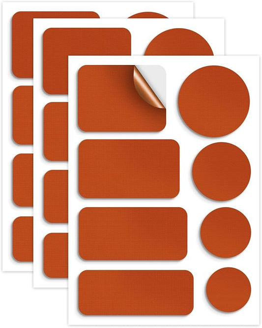 Waterproof Self-Adhesive Nylon Patches for Tent Repair Kit, 24pcs Outdoor Gear Tenacious Repair Tape, Fabric Patches for Clothes, Down Puffer Jacket, Tent, Sleeping Bag, Backpack, Orange