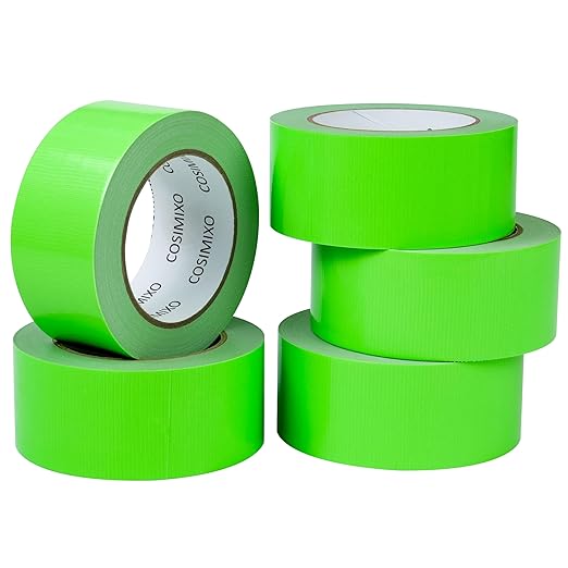 COSIMIXO 5-Pack Green Heavy Duty Duct Tape, 2 inches x 30 Yards, Strong, Flexible, No Residue, All-Weather and Tear by Hand - Bulk Value for Repairs, Industrial, Professional Use