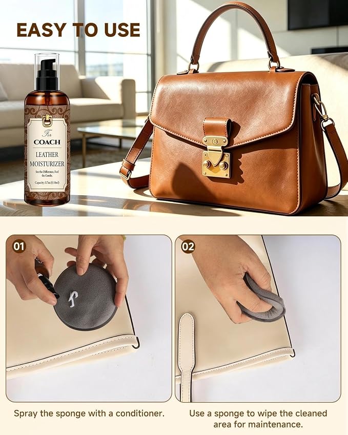 Leather Moisturizer Conditioner Kit for Coach, Deep Nourishing Care for Coach Handbags, Prevent Dryness and Cracking, for Wallets, Purses and Other Luxury Bags