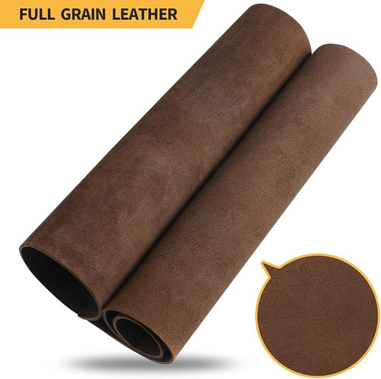 RingSun 24''X24'' Coffee Leather Sheets for Crafts (2mm), Full Grain Leather Tooling Leather
