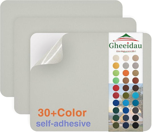 Gheeidau Canvas Repair Patch 9×11 Inch 3Pcs Waterproof Self-Adhesive Fabric Repair Patch for Tents,Boat Cover,Pop Up Canopy,Patio,Bags,Car Seats,Sofas,Furniture Cover(Beige Grey)