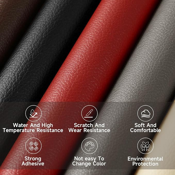 Leather Repair Patch, Self Adhesive Leather Repair, Large Leather Repair Tape for Sofa, Car Seats, Furniture, Cabinets, Chairs, Handbags （Dark Coffee, 16X157 inch