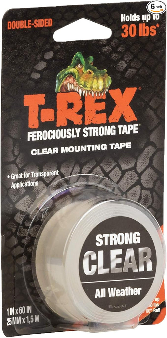 T-Rex Waterproof Mounting Tape,Clear (285338),(Pack of 6)