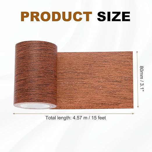 uxcell Wood Grain Repair Tape, 3.1" x 15ft Self Adhesive Wood Grain Colored Duct Tape Waterproof Repair Patch for Furniture Floor Scratch Fix, Baseboards, DIY Decor, Wine Red