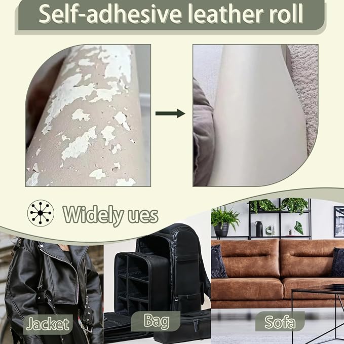 Leather Repair Patch for Furniture, 12×54 Inch Self Adhesive Leather Repair Tape, 1 Roll Vinyl Leather Repair Kit for Sofa Jackets Couches Handbags Kitchen Stools Luggage (Deep Coffee)
