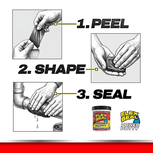 Flex Seal Power Putty, Moldable Waterproof Rubberized Sealant, Instantly Fills Gaps, Cracks, or Holes, Removable Reusable, Works Underwater, Pipes, Marine, Auto, RV, Metal, Plastic, Wood, White 8 oz