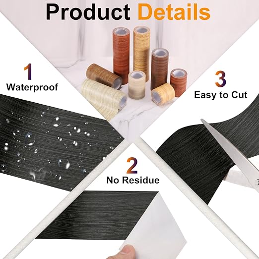 PATIKIL Wood Grain Tape 4.7" x 32 ft, Self-Adhesive Wood Texture Repair Tape Realistic Wooden Effect Patch for Furniture Cabinets Floor Walls, Black Wood Grain