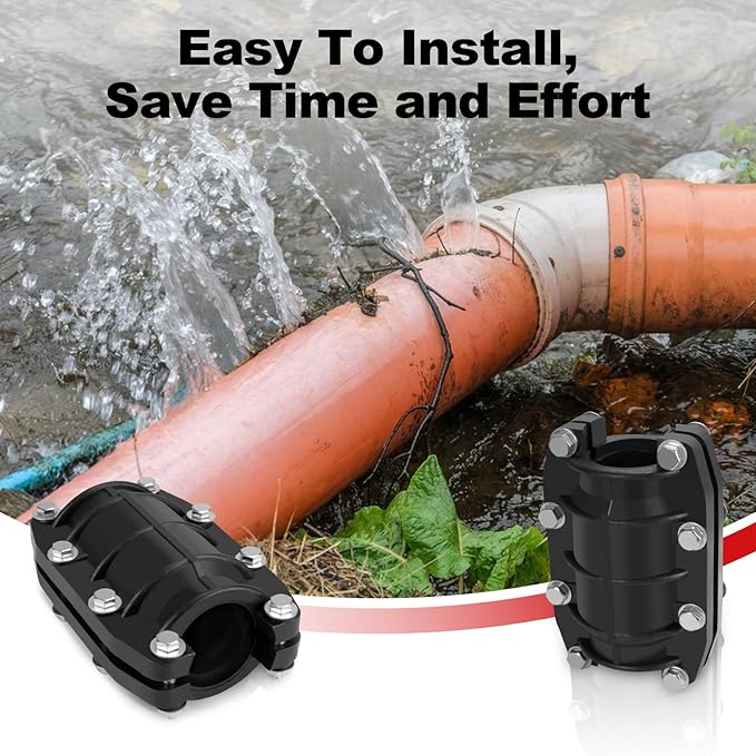 Pipe Repair Clamp 1-1/4 inch, Water Pipe Leak Repair Clamp, Pipe Repair Kit for Plastic and Metal Pipes, Leak Stopper with Anti-Impact, Suitable for Pipes 32MM OD