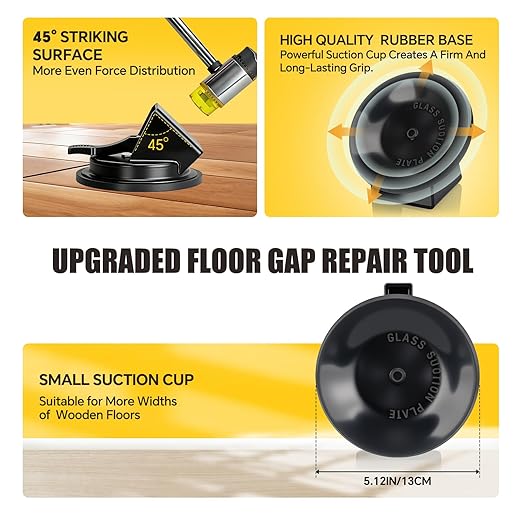 Heavy Duty Floor Gap Fixer Tool, Laminate Flooring Tool for Gap Fixing, Plank Grabber Fix Professional Floor Repair Tool with Enhanced Suction Cup, Flooring Tools for Smooth Plank, Iron(no Hammer)
